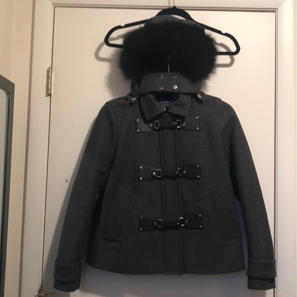 Wool Jacket with Fox Hood